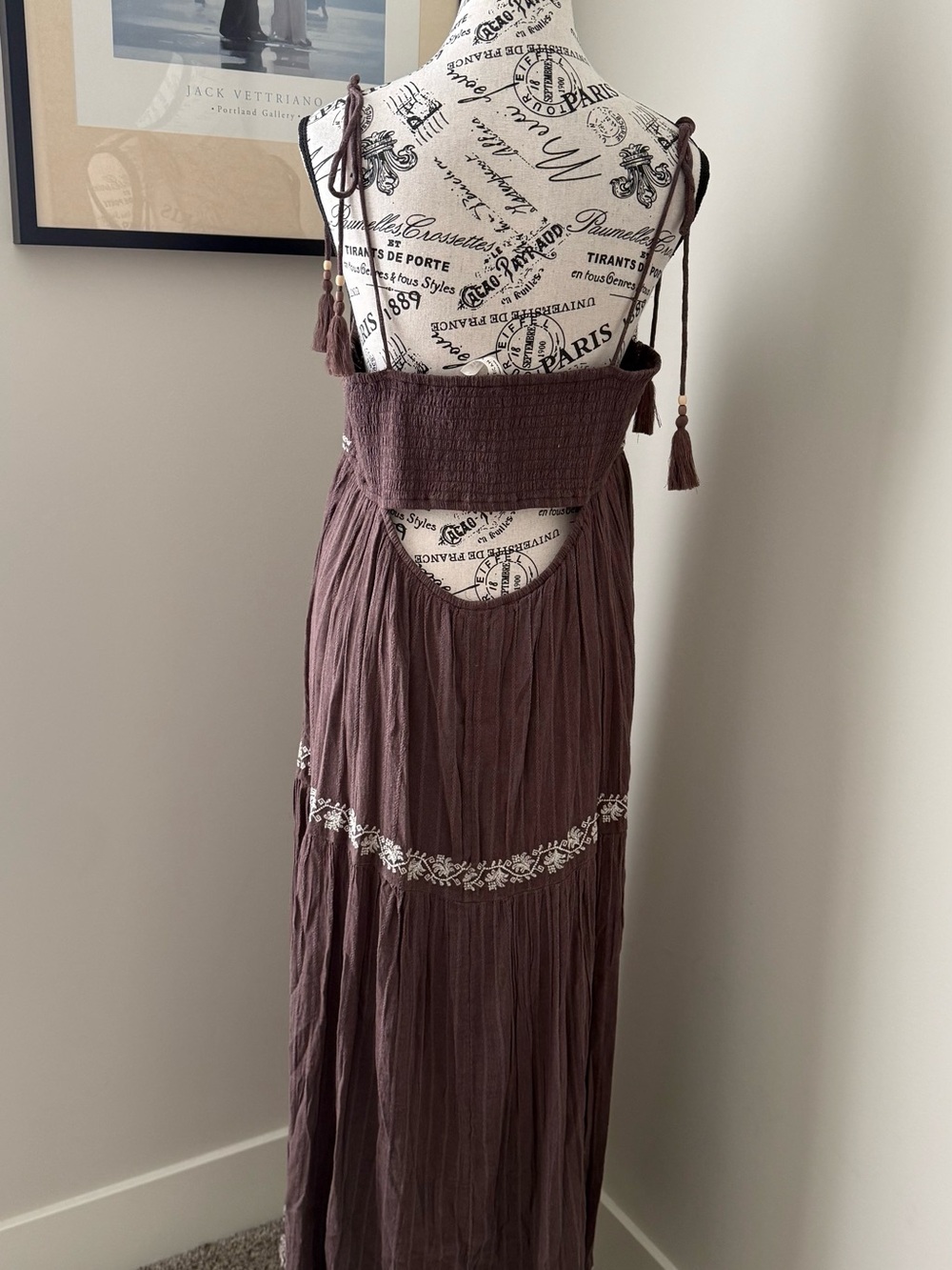American Eagle Outfitters Brown Embroidered Maxi Dress - Picture 7 of 11